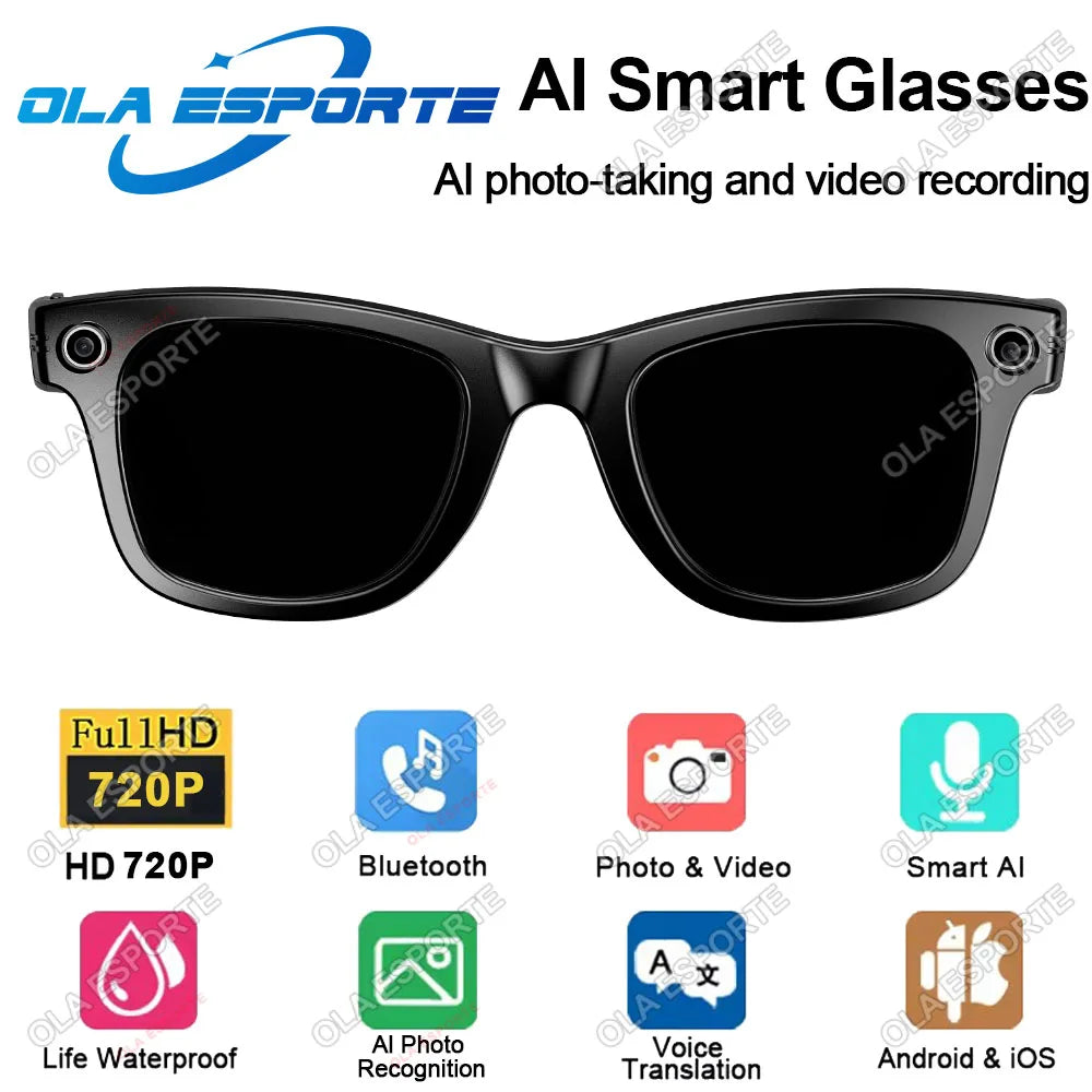 Upgrade Smart Glasses Men AI Language Translation Wireless Music Camera Control Bluetooth Call Sunglasses Sports Women Eyeglass