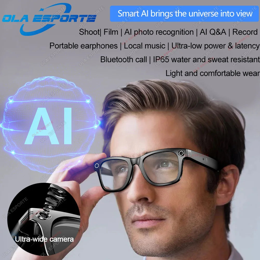 Upgrade Smart Glasses Men AI Language Translation Wireless Music Camera Control Bluetooth Call Sunglasses Sports Women Eyeglass