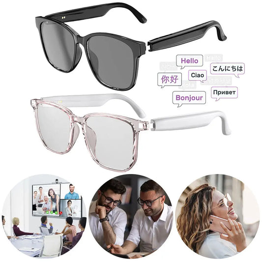 AI Glasses Earphones Automatic Voice Translation Smart Glasses Multi-Function Keys for Sport Smart Translator Device Best Gifts