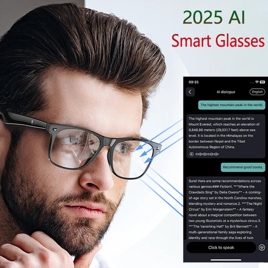 2025 AI Smart Glasses AI Intelnt Voice Video Real-Time Translation AI Conversation Q&A AI Intelnt Translation Women Men
