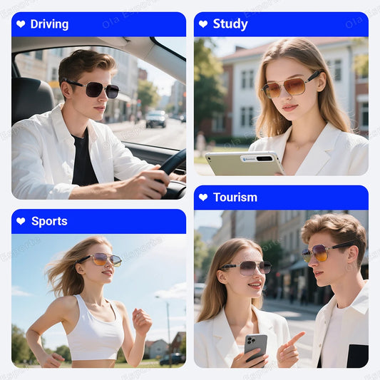 2025 Smart Glasses AI Intelligent Real-time Translation Bluetooth 6.0 Sunglasses Outdoor Sports Earphone Call Music Eyeglasses